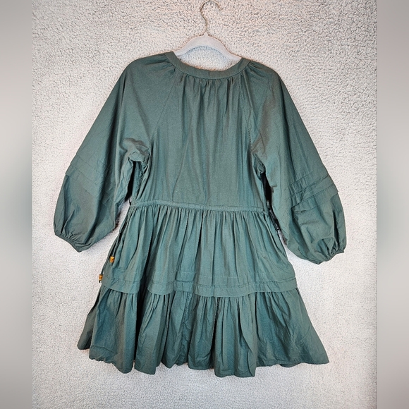 Madewell Womens Oaklynn Green All Cotton Long Sleeve Drawstring Dress Sz-S *READ - Picture 9 of 15
